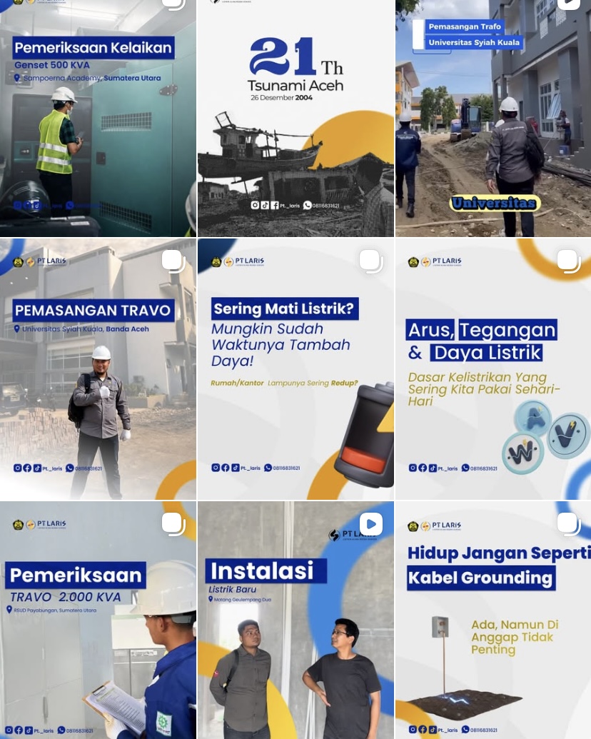 Feed Instagram PT Listrik Alina Rezeki Sukses